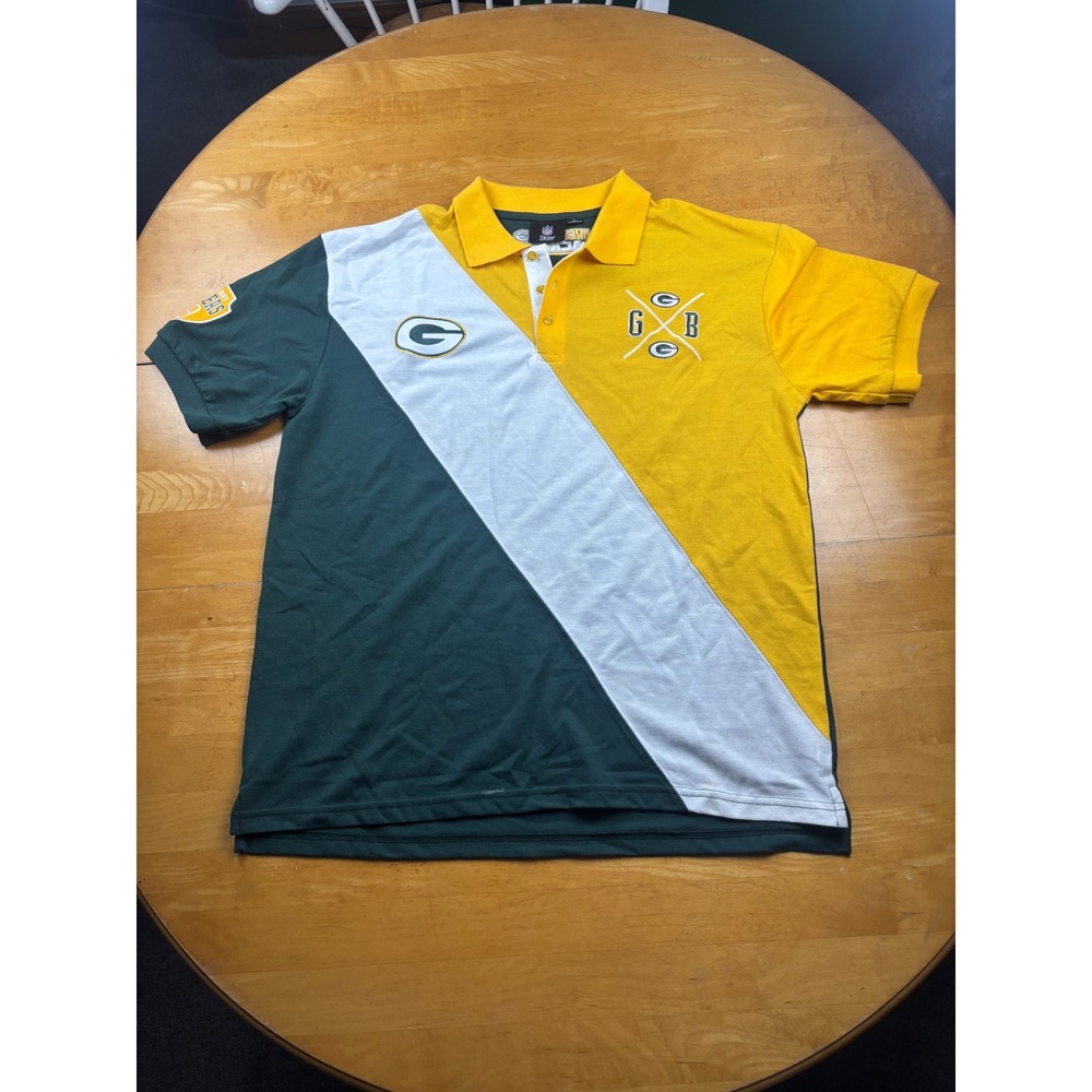 Vintage NFL Team Apparel Green Bay Packers Polo Shirt Mens XL Colorblock Green